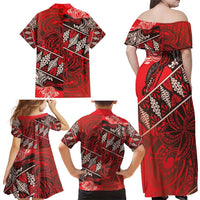 Vintage Ngatu Tribal Tonga Pattern Family Matching Off Shoulder Maxi Dress and Hawaiian Shirt LT9 - Polynesian Pride