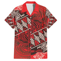 Vintage Ngatu Tribal Tonga Pattern Family Matching Off Shoulder Maxi Dress and Hawaiian Shirt LT9 Dad's Shirt - Short Sleeve Red - Polynesian Pride