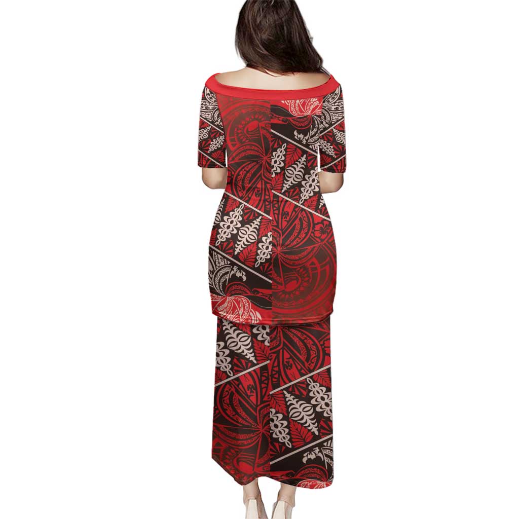 Vintage Ngatu Tribal Tonga Pattern Family Matching Puletasi and Hawaiian Shirt - Polynesian Pride