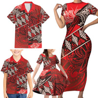 Vintage Ngatu Tribal Tonga Pattern Family Matching Short Sleeve Bodycon Dress and Hawaiian Shirt LT9 - Polynesian Pride
