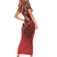 Vintage Ngatu Tribal Tonga Pattern Family Matching Short Sleeve Bodycon Dress and Hawaiian Shirt LT9 - Polynesian Pride
