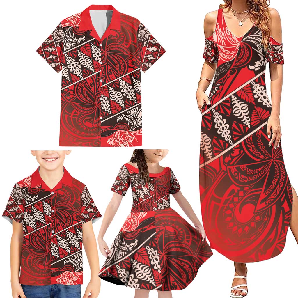 Vintage Ngatu Tribal Tonga Pattern Family Matching Summer Maxi Dress and Hawaiian Shirt LT9 - Polynesian Pride