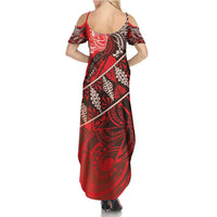 Vintage Ngatu Tribal Tonga Pattern Family Matching Summer Maxi Dress and Hawaiian Shirt LT9 - Polynesian Pride