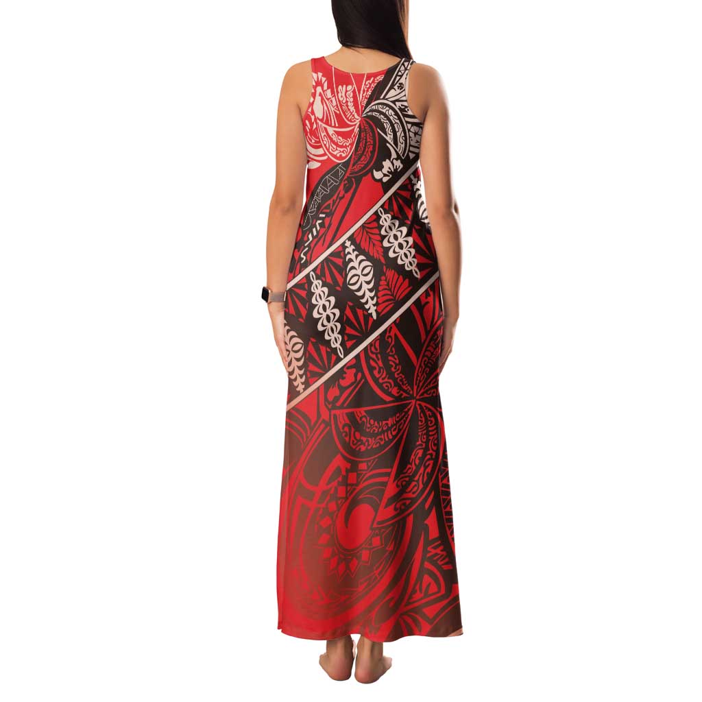 Vintage Ngatu Tribal Tonga Pattern Family Matching Tank Maxi Dress and Hawaiian Shirt LT9 - Polynesian Pride
