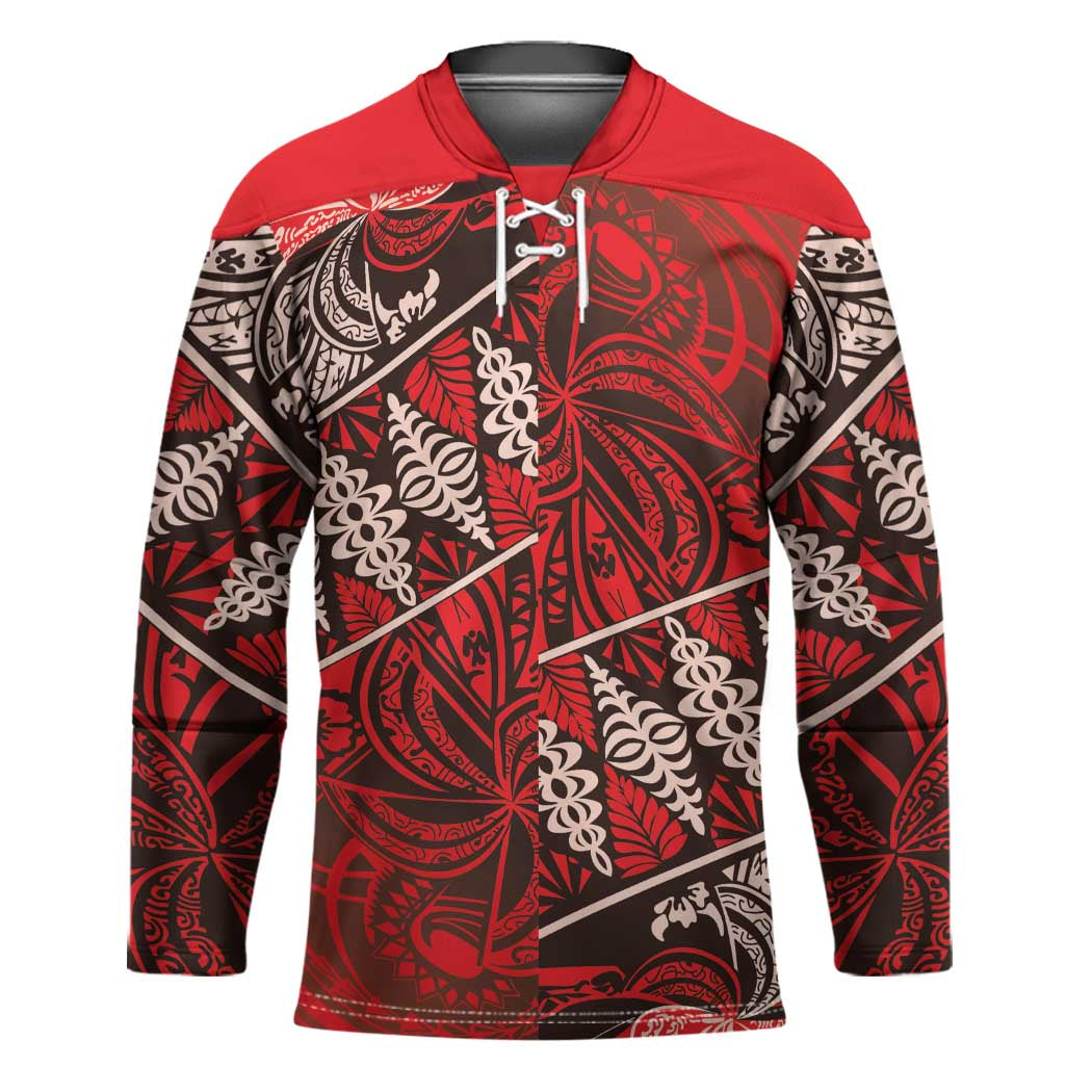 Vintage Ngatu Tribal Tonga Pattern Hockey Jersey - Polynesian Pride