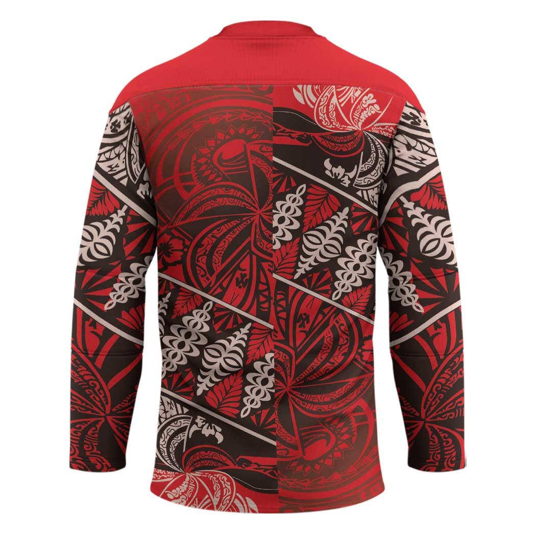 Vintage Ngatu Tribal Tonga Pattern Hockey Jersey - Polynesian Pride