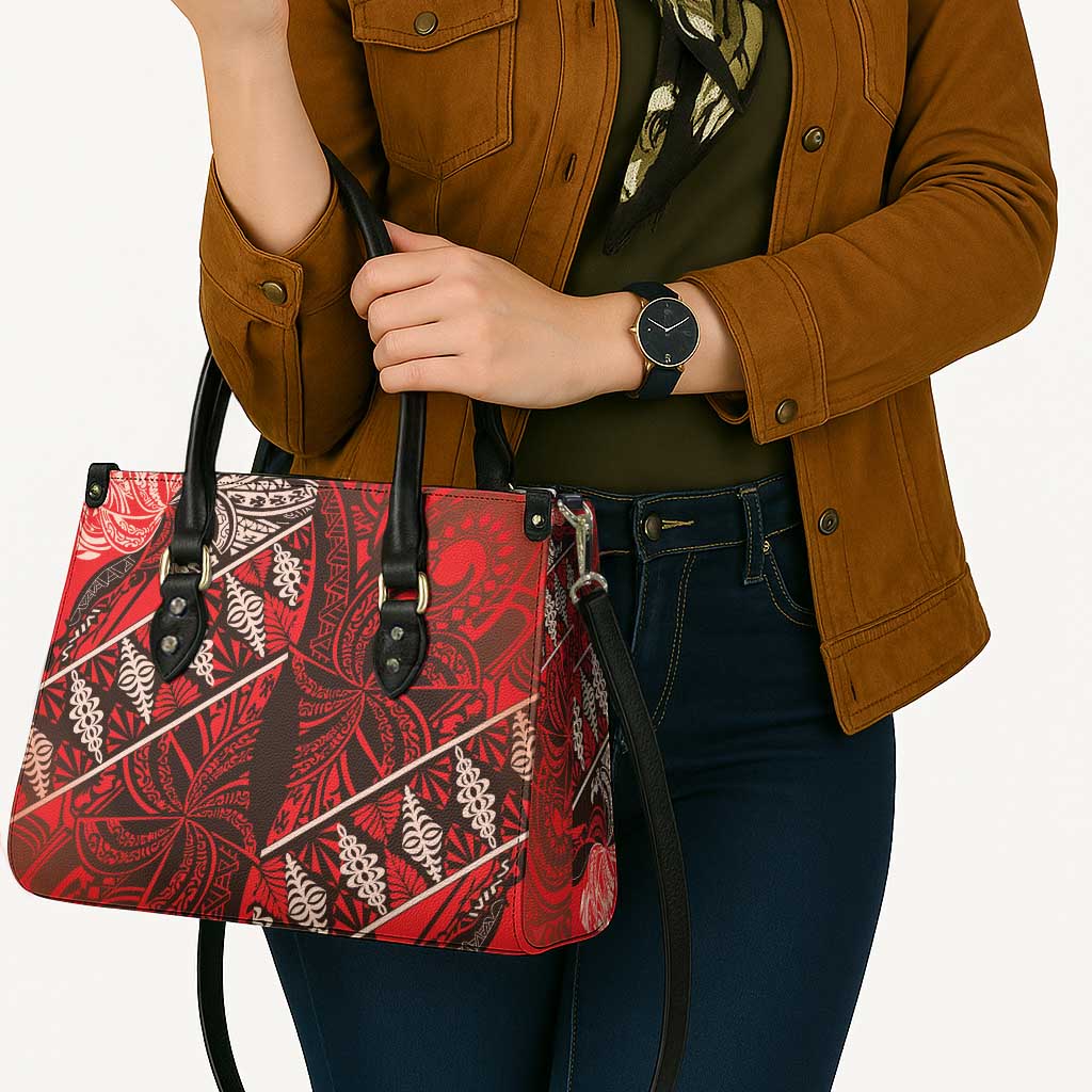 Vintage Ngatu Tribal Tonga Pattern Leather Bag - Polynesian Pride