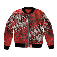 Vintage Ngatu Tribal Tonga Pattern Sleeve Zip Bomber Jacket LT9 Unisex Red - Polynesian Pride