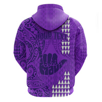 Personalised Strong Maui Hoodie Good Living Hawaii with Shaka Sign Kakau Tribal Purple LT9 - Polynesian Pride