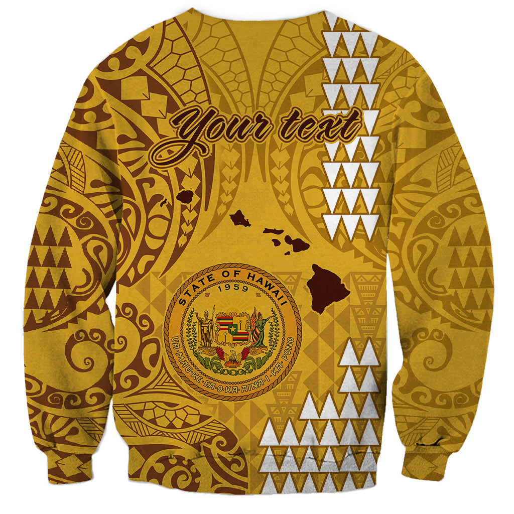 Personalised Maui Island Sweatshirt Kakau Tribal Mixed Polynesian Pattern Gold LT9 - Polynesian Pride