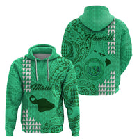 Maui Island Hoodie Kakau Tribal Mixed Polynesian Pattern Green LT9 - Polynesian Pride