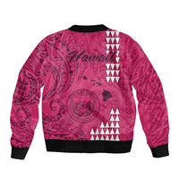 Maui Island Sleeve Zip Bomber Jacket Kakau Tribal Mixed Polynesian Pattern Pink LT9 - Polynesian Pride