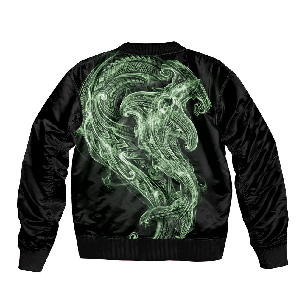 Pounamu Maori Tribal Hammershark Ghost Spirit Sleeve Zip Bomber Jacket