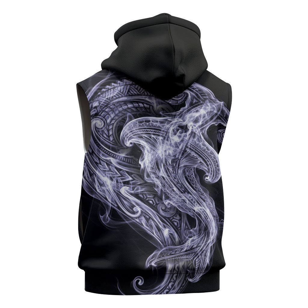 Waiporoporo Maori Tribal Hammershark Ghost Spirit Sleeveless Zip Hoodie