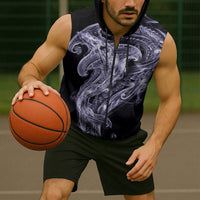 Waiporoporo Maori Tribal Hammershark Ghost Spirit Sleeveless Zip Hoodie