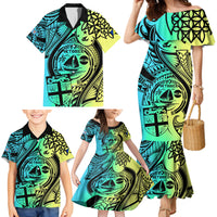 Malampa Fiji Day Family Matching Mermaid Dress and Hawaiian Shirt Vanuatu Sand Drawing With Polynesian Pattern LT9 - Polynesian Pride