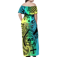 Malampa Fiji Day Family Matching Off Shoulder Maxi Dress and Hawaiian Shirt Vanuatu Sand Drawing With Polynesian Pattern LT9 - Polynesian Pride