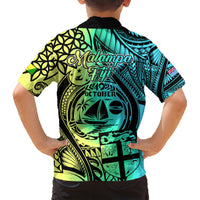 Malampa Fiji Day Family Matching Short Sleeve Bodycon Dress and Hawaiian Shirt Vanuatu Sand Drawing With Polynesian Pattern LT9 - Polynesian Pride