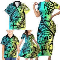 Malampa Fiji Day Family Matching Short Sleeve Bodycon Dress and Hawaiian Shirt Vanuatu Sand Drawing With Polynesian Pattern LT9 - Polynesian Pride