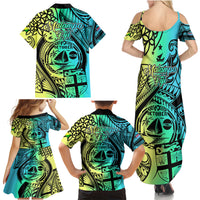 Malampa Fiji Day Family Matching Summer Maxi Dress and Hawaiian Shirt Vanuatu Sand Drawing With Polynesian Pattern LT9 - Polynesian Pride