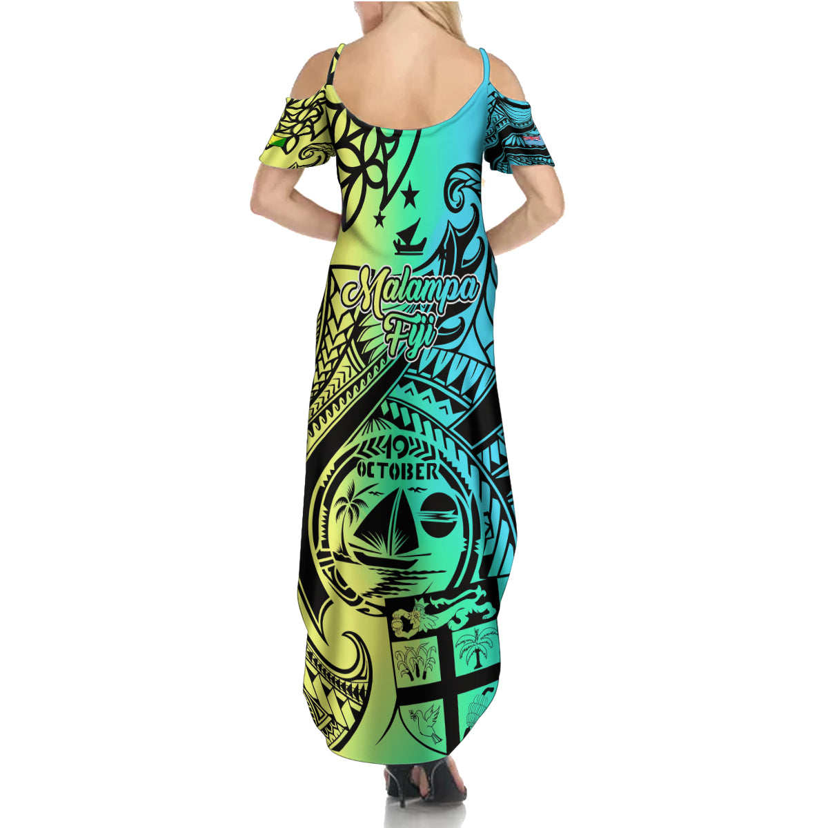 Malampa Fiji Day Family Matching Summer Maxi Dress and Hawaiian Shirt Vanuatu Sand Drawing With Polynesian Pattern LT9 - Polynesian Pride