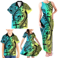 Malampa Fiji Day Family Matching Tank Maxi Dress and Hawaiian Shirt Vanuatu Sand Drawing With Polynesian Pattern LT9 - Polynesian Pride