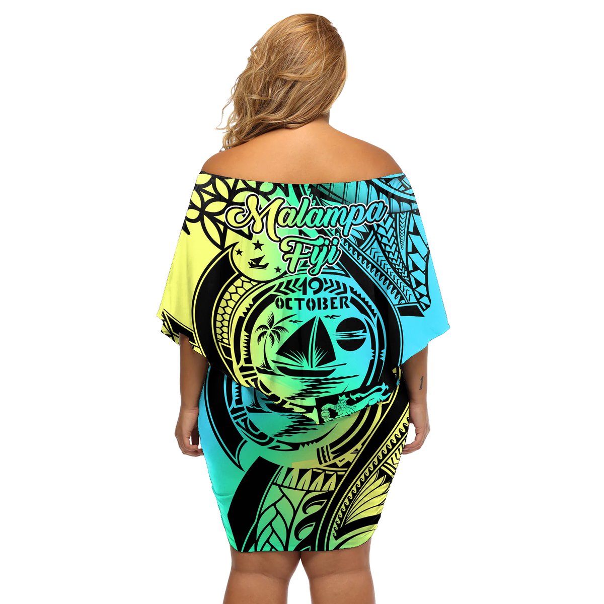 malampa-fiji-day-off-shoulder-short-dress-vanuatu-sand-drawing-with-polynesian-pattern