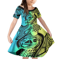 Personalised Malampa Fiji Day Family Matching Mermaid Dress and Hawaiian Shirt Vanuatu Sand Drawing With Polynesian Pattern LT9 Daughter's Dress Black - Polynesian Pride