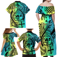 Personalised Malampa Fiji Day Family Matching Off Shoulder Maxi Dress and Hawaiian Shirt Vanuatu Sand Drawing With Polynesian Pattern LT9 - Polynesian Pride
