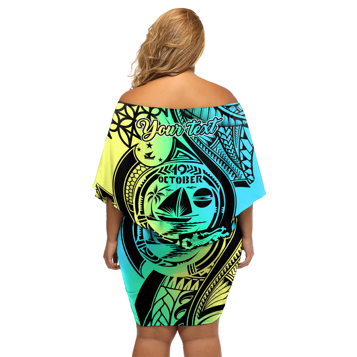 Personalised Malampa Fiji Day Family Matching Off Shoulder Short Dress and Hawaiian Shirt Vanuatu Sand Drawing With Polynesian Pattern LT9 - Polynesian Pride