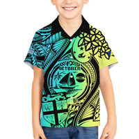 Personalised Malampa Fiji Day Family Matching Short Sleeve Bodycon Dress and Hawaiian Shirt Vanuatu Sand Drawing With Polynesian Pattern LT9 Son's Shirt Black - Polynesian Pride