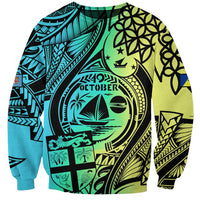 Personalised Malampa Fiji Day Sweatshirt Vanuatu Sand Drawing With Polynesian Pattern LT9 Unisex Black - Polynesian Pride