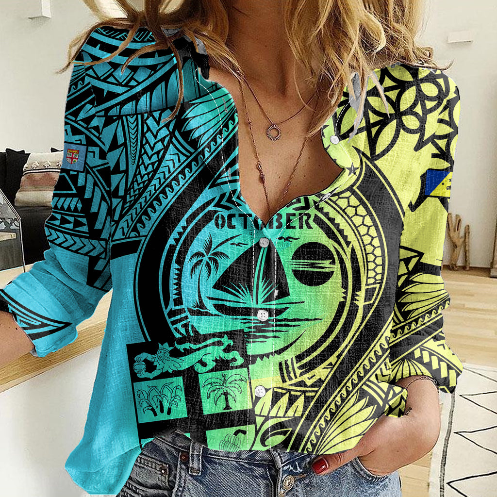 personalised-malampa-fiji-day-women-casual-shirt-vanuatu-sand-drawing-with-polynesian-pattern