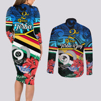 torba-vanuatu-couples-matching-long-sleeve-bodycon-dress-and-long-sleeve-button-shirts-sand-drawing-with-polynesian-pattern