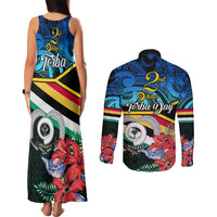 Torba Vanuatu Couples Matching Tank Maxi Dress and Long Sleeve Button Shirts Sand Drawing With Polynesian Pattern LT9 - Polynesian Pride