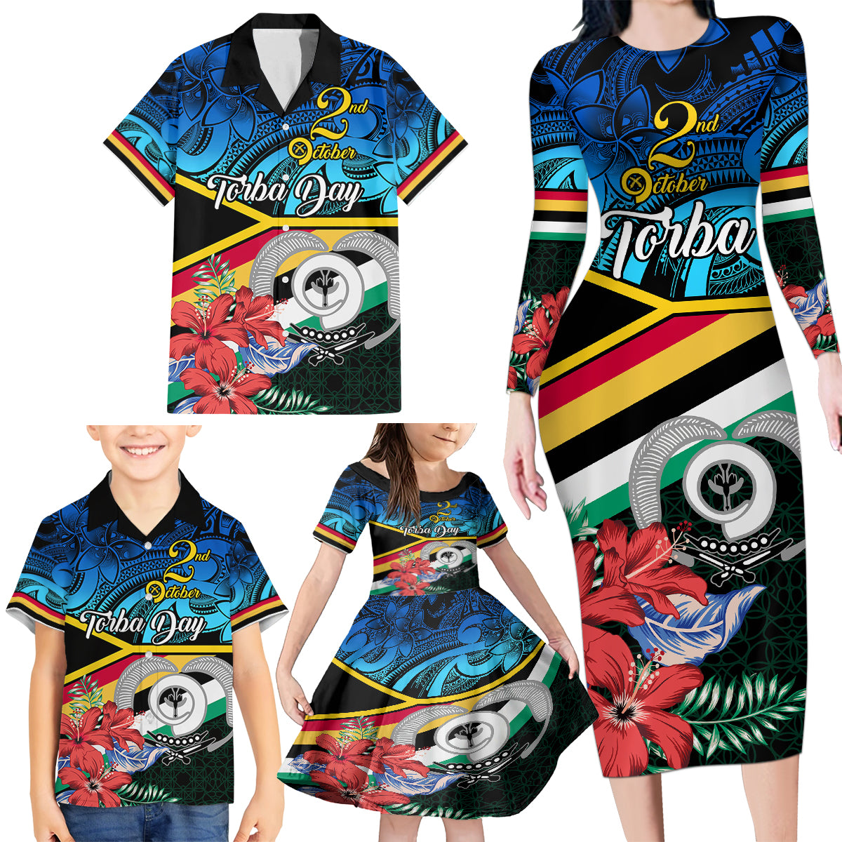Personalised Torba Vanuatu Family Matching Long Sleeve Bodycon Dress and Hawaiian Shirt Sand Drawing With Polynesian Pattern LT9 - Polynesian Pride