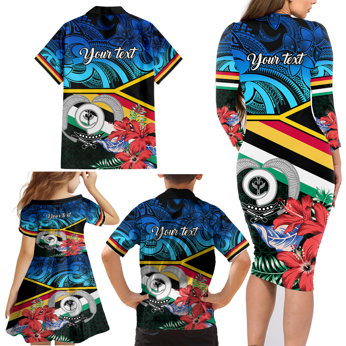 Personalised Torba Vanuatu Family Matching Long Sleeve Bodycon Dress and Hawaiian Shirt Sand Drawing With Polynesian Pattern LT9 - Polynesian Pride