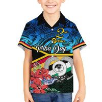 Personalised Torba Vanuatu Family Matching Long Sleeve Bodycon Dress and Hawaiian Shirt Sand Drawing With Polynesian Pattern LT9 Son's Shirt Black - Polynesian Pride