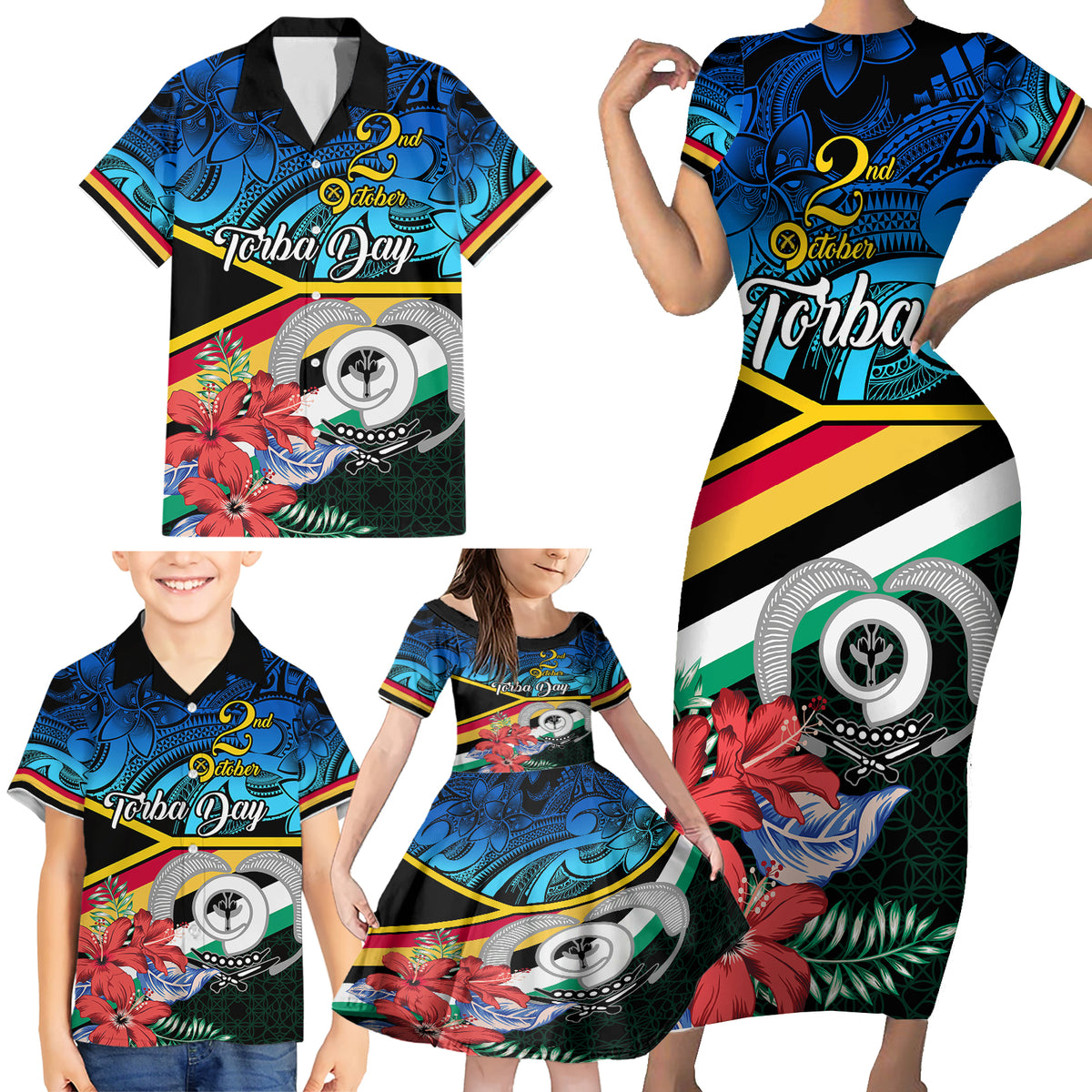 Personalised Torba Vanuatu Family Matching Short Sleeve Bodycon Dress and Hawaiian Shirt Sand Drawing With Polynesian Pattern LT9 - Polynesian Pride