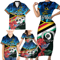 Personalised Torba Vanuatu Family Matching Short Sleeve Bodycon Dress and Hawaiian Shirt Sand Drawing With Polynesian Pattern LT9 - Polynesian Pride