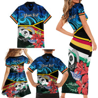 Personalised Torba Vanuatu Family Matching Short Sleeve Bodycon Dress and Hawaiian Shirt Sand Drawing With Polynesian Pattern LT9 - Polynesian Pride