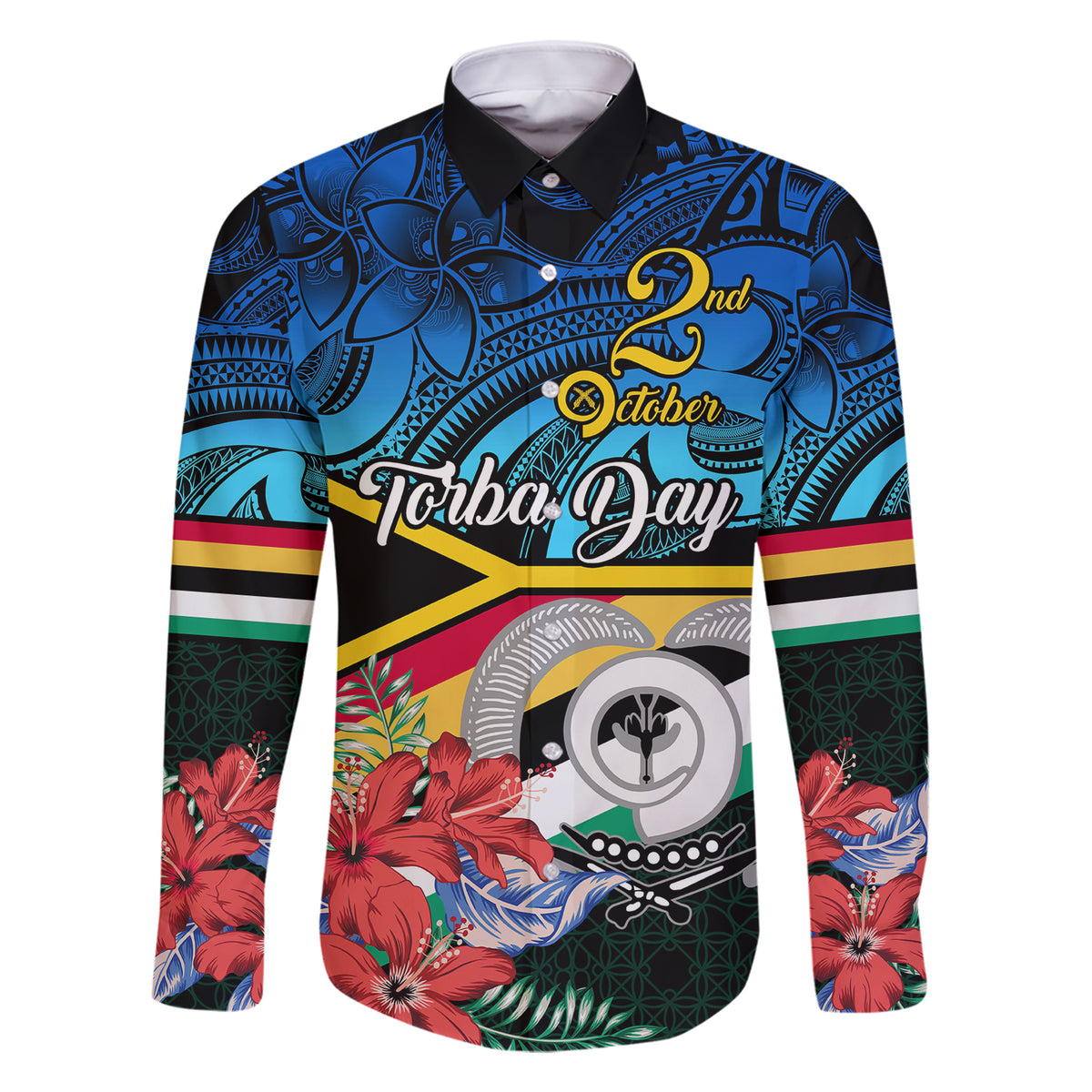 Personalised Torba Vanuatu Family Matching Short Sleeve Bodycon Dress and Hawaiian Shirt Sand Drawing With Polynesian Pattern LT9 Dad's Shirt - Long Sleeve Black - Polynesian Pride