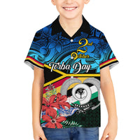 Personalised Torba Vanuatu Family Matching Short Sleeve Bodycon Dress and Hawaiian Shirt Sand Drawing With Polynesian Pattern LT9 Son's Shirt Black - Polynesian Pride