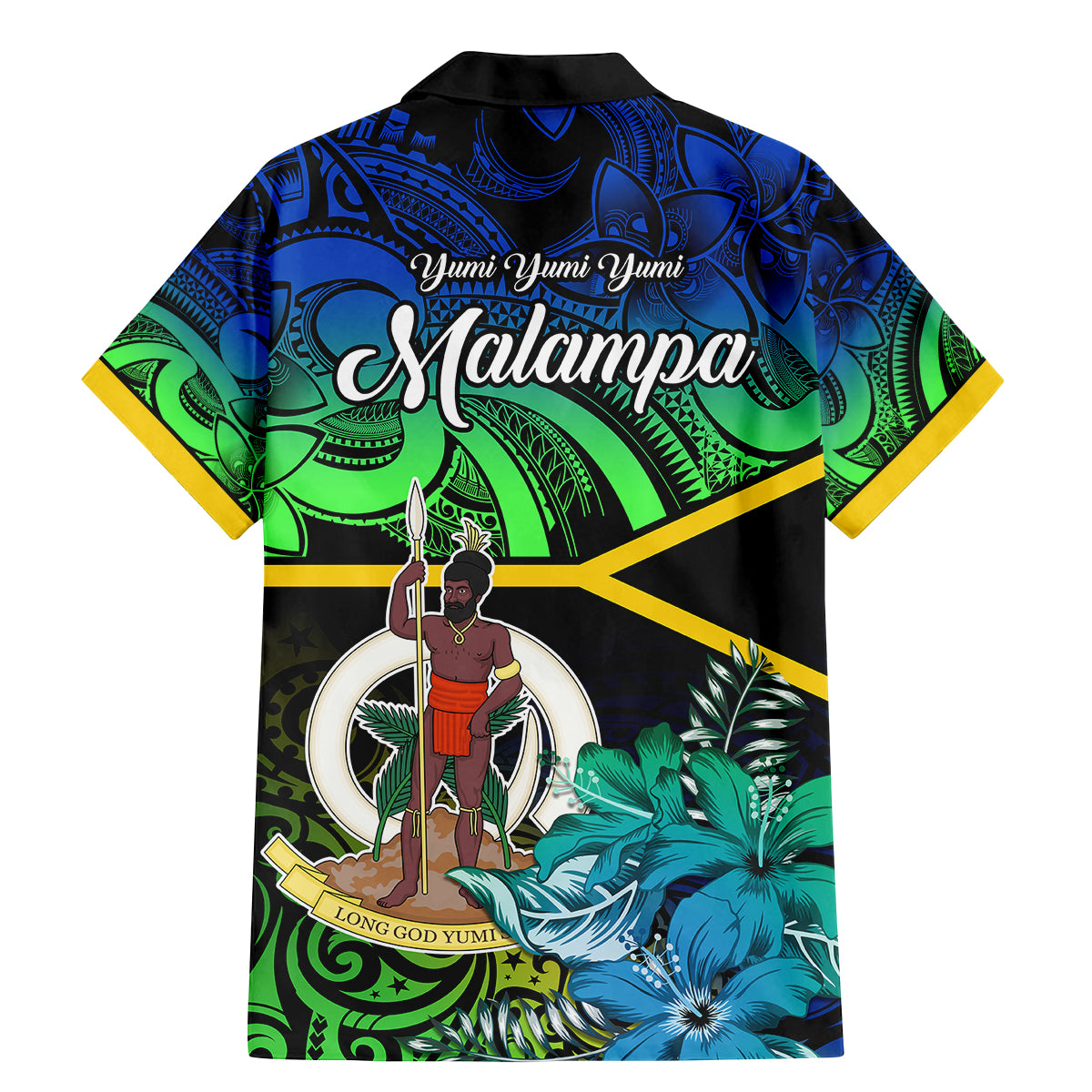 Malampa Day Family Matching Mermaid Dress and Hawaiian Shirt Vanuatu Flowers with Malampa Emblem Tribal Pattern LT9 - Polynesian Pride