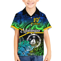 Malampa Day Family Matching Summer Maxi Dress and Hawaiian Shirt Vanuatu Flowers with Malampa Emblem Tribal Pattern LT9 Son's Shirt Black - Polynesian Pride