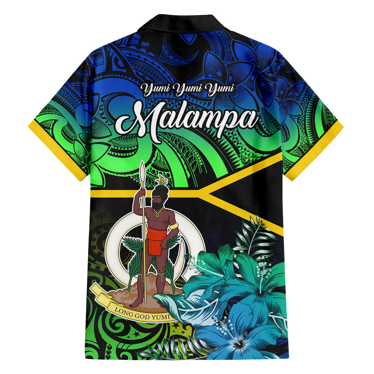 Malampa Day Family Matching Tank Maxi Dress and Hawaiian Shirt Vanuatu Flowers with Malampa Emblem Tribal Pattern LT9 - Polynesian Pride