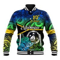 Personalised Malampa Day Baseball Jacket Vanuatu Flowers with Malampa Emblem Tribal Pattern LT9 Unisex Black - Polynesian Pride