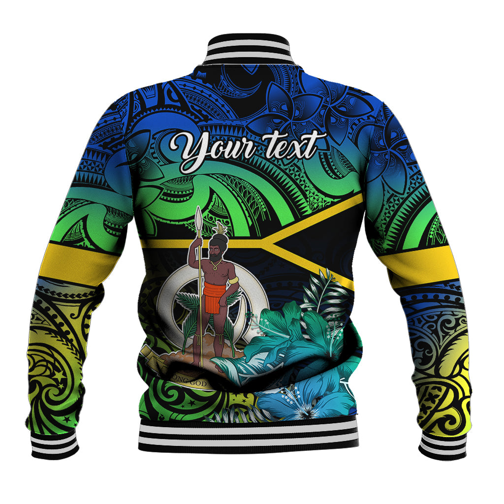 Personalised Malampa Day Baseball Jacket Vanuatu Flowers with Malampa Emblem Tribal Pattern LT9 - Polynesian Pride