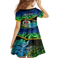 Personalised Malampa Day Family Matching Off Shoulder Short Dress and Hawaiian Shirt Vanuatu Flowers with Malampa Emblem Tribal Pattern LT9 - Polynesian Pride