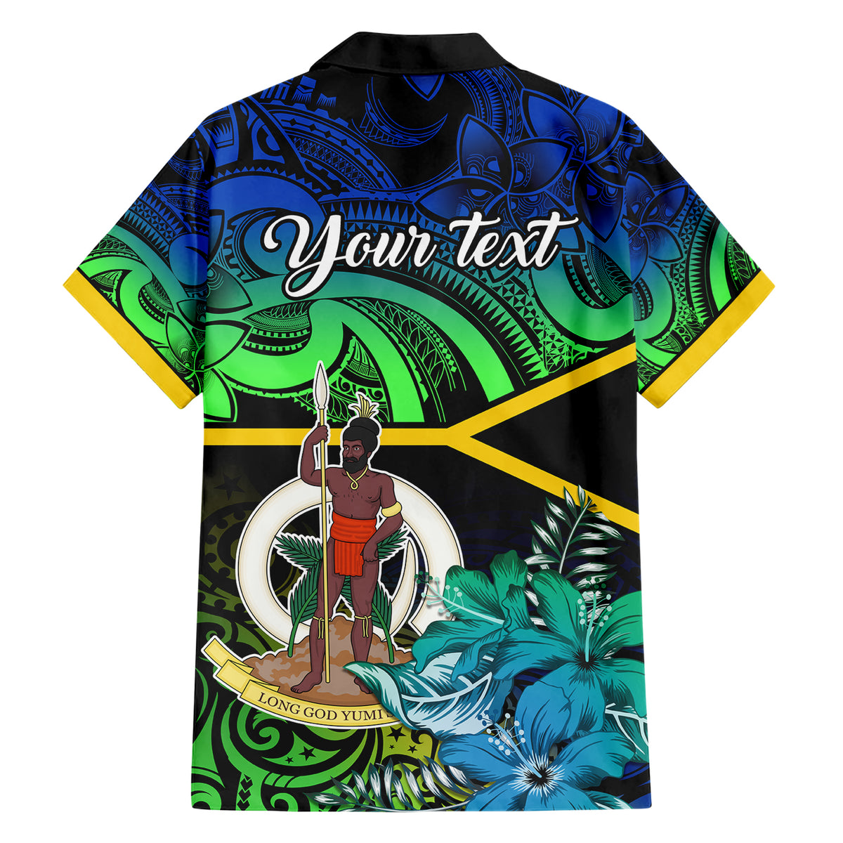 Personalised Malampa Day Family Matching Short Sleeve Bodycon Dress and Hawaiian Shirt Vanuatu Flowers with Malampa Emblem Tribal Pattern LT9 - Polynesian Pride